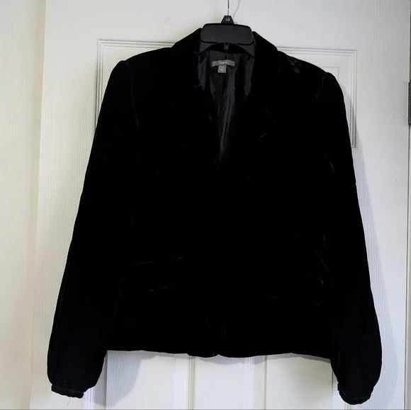 NWT Apt 9 Black Crushed Velvet Dress Jacket Size 14 - Picture 1 of 9